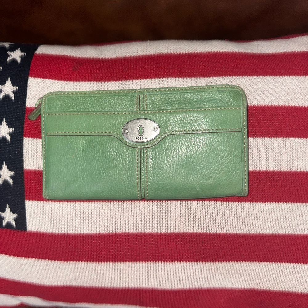 Fossil Mint Green Leather Wallet